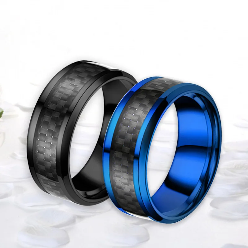 8 мм синий черный твердосплавный кольца мужские ювелирные изделия для мужчин обручальные кольца