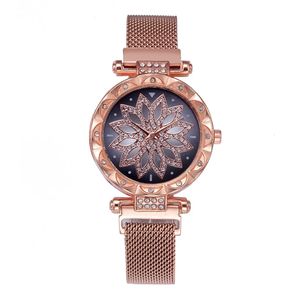 

Montre Femme Fashion Watch Women Luxury Brand Rose Gold Flower Ladies Dress Wrist Watches Magnet Mesh Steel Clock Women*533