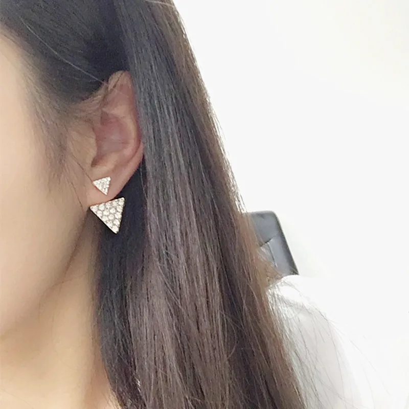 Новая мода размер треугольные серьги панк ювелирные изделия кристалл серьги гвоздики для женщин рождественские подарки оптом