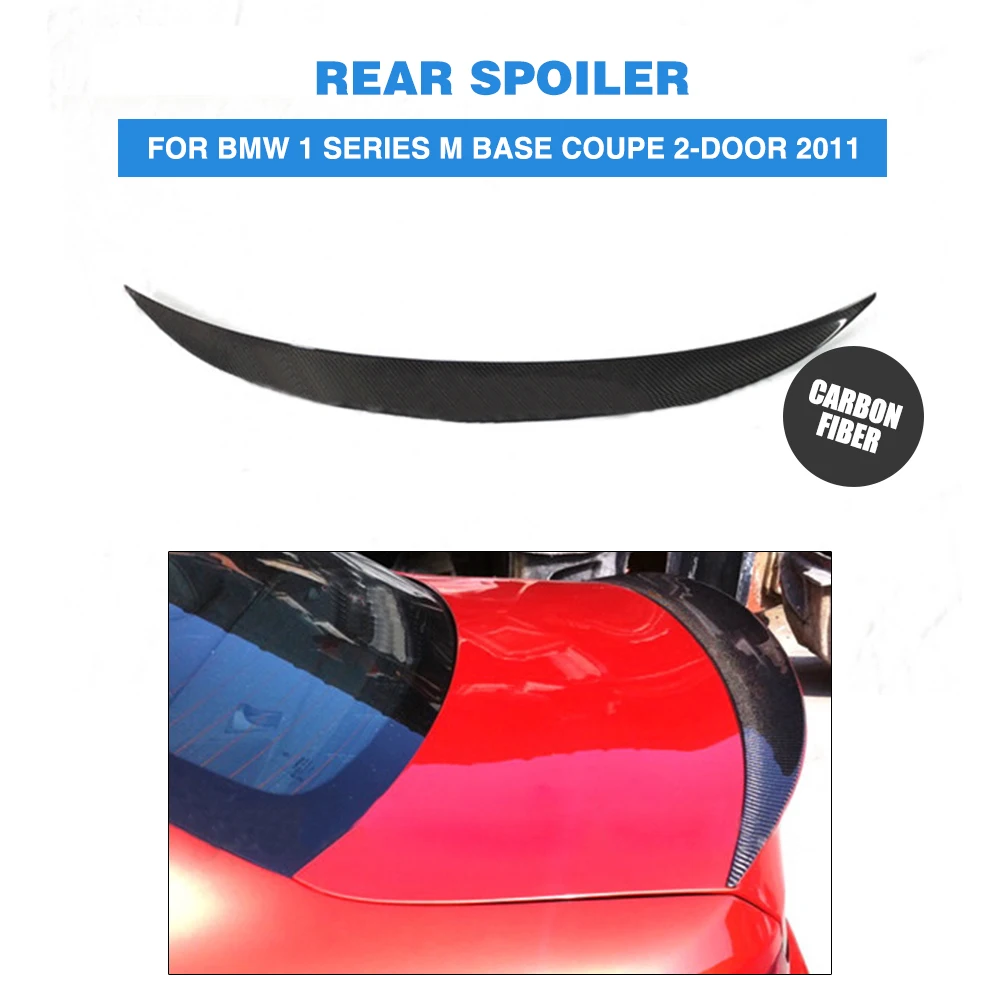 

P style Carbon Fiber Car Rear Trunk Duck Spoiler Boot Lip Exterior Sticker Wing for BMW 1 Series M Base Coupe 2-Door 2007-2013
