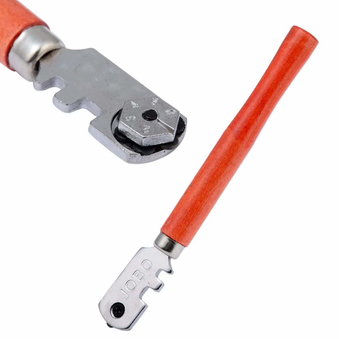 1pc 130mm Tipped Glass Tile Cutter Durable Craft Wooden Handle 6 Carbide Cutter Wheels Cutting Tool