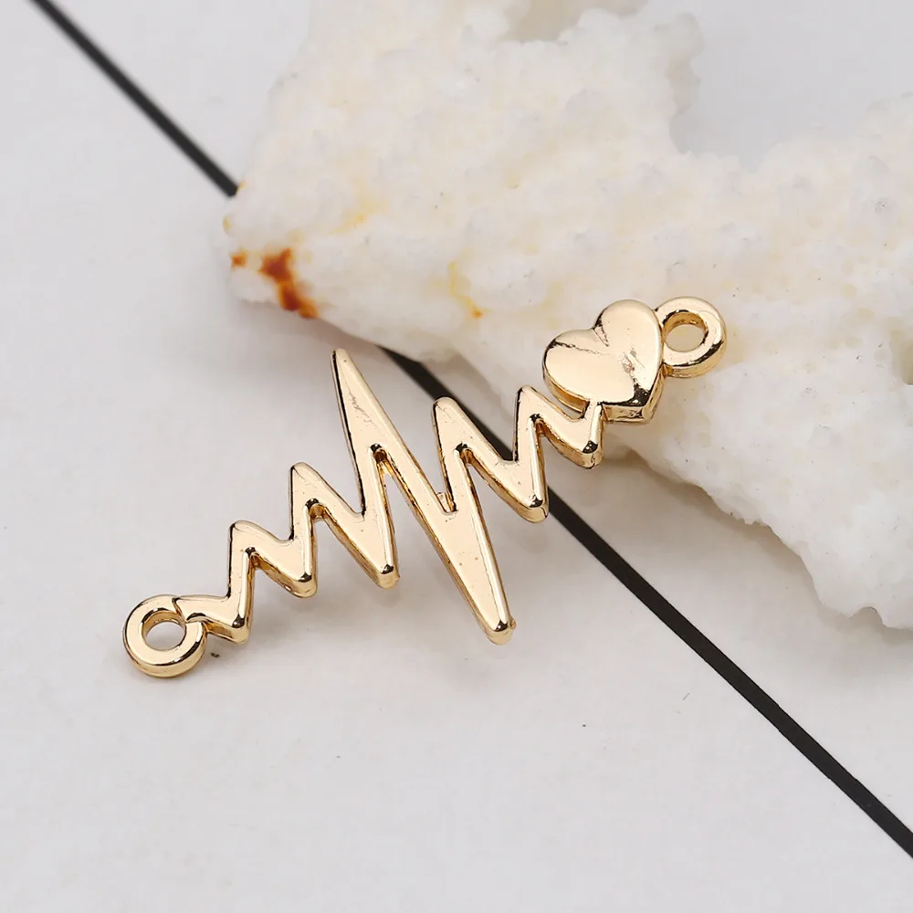 

DoreenBeads Zinc Based Alloy Connectors Gold Silver Color Heart Heartbeat/ Electrocardiogram Jewelry Accessories 10 PCs