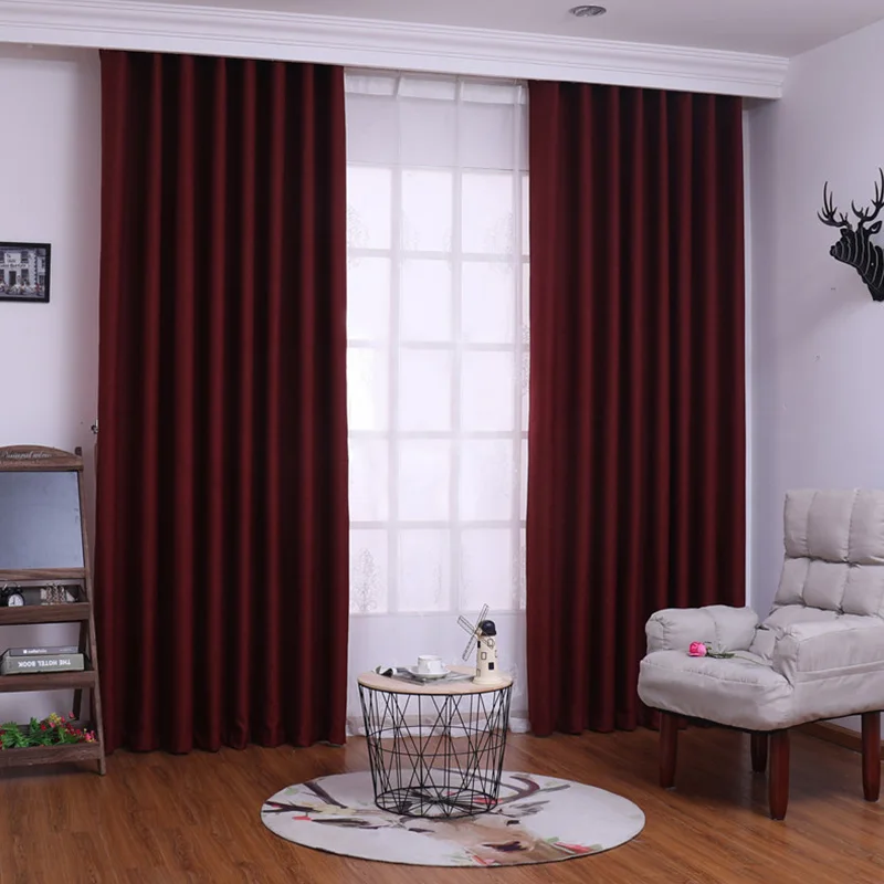 Coqueena™ готовые шторы для спальни шторы для гостиной, плотные, oригинальная текстура, cветонепроницаемость 85 - Цвет: burgundy