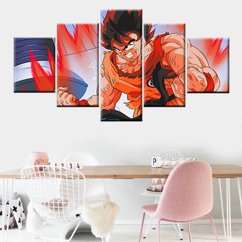 

Modern Nordic Home Decor Print Dragon Ball Poster 5 pieces Goku Super Saiyan Wall Art Frame Canvas Painting Artwork