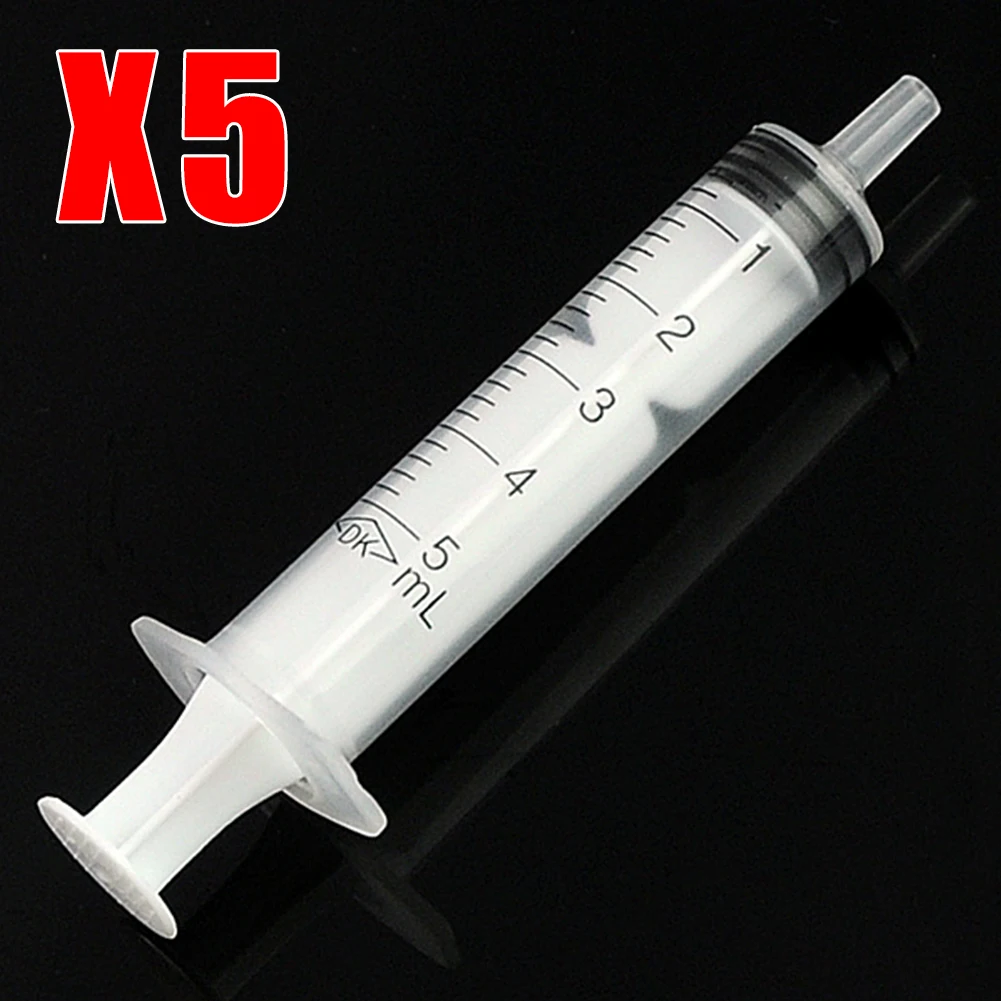 

5pcs Transparent 5ml Plastic Sterile Syringes without Needles for Cubs Measuring Nutrient Hydroponic Industrial Glue Tools