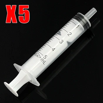 

5pcs Transparent 5ml Plastic Sterile Syringes without Needles for Cubs Measuring Nutrient Hydroponic Industrial Glue Tools
