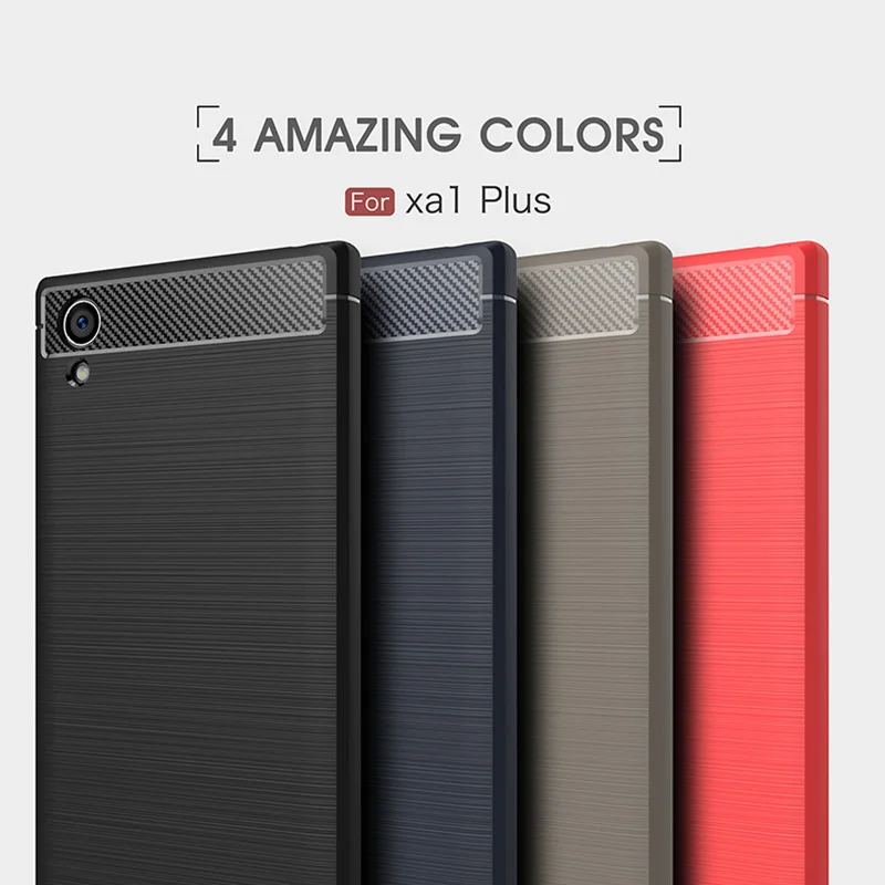 

1Pcs Luxury Mobile Phone Cases for SONY Xperia XA1plus Silicone Drop Protection Gel carbon fiber Soft Shell