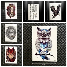 HOT! New Owl Designs Body Painting Makeup Tattoo Large Arm Tatoo Men 21x15CM Fashion Flash Fake Henna Tattoo Women Body Art