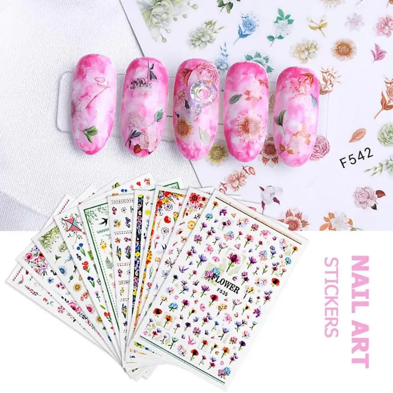 

1 Sheet Nail Sticker Water Transfer Slider Wraps 3D Flower Nail Stickers Decals for DIY Manicure Nail Art Decorations