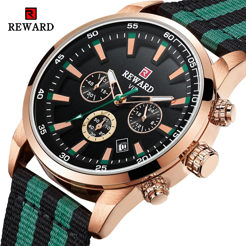 

REWARD Nylon Watch Men Fashion Sport Quartz Clock Mens Watches Top Brand Luxury Waterproof Business Watch Male Relogio Masculino