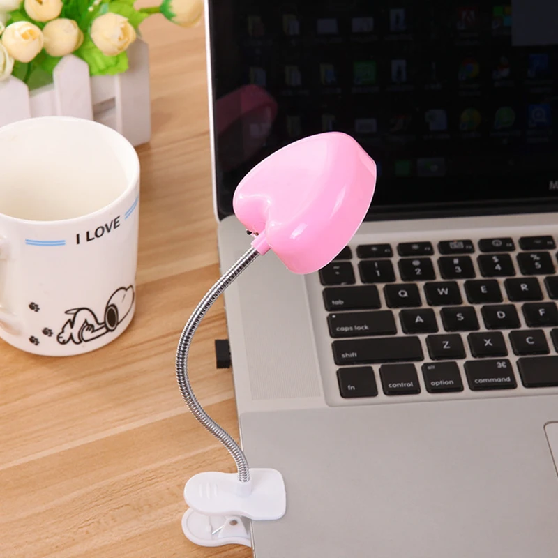  Woodpow Mini Love Heart Clip LED Book Light Lamps Reading Book Desk Lamp Keyboard Light Eyes-Protec - 32891618084