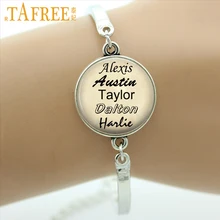 TAFREE персонализированные ювелирные изделия на заказ ваши фамилии браслет подарок для семьи друг стекло кабошон фото три цвета NA01