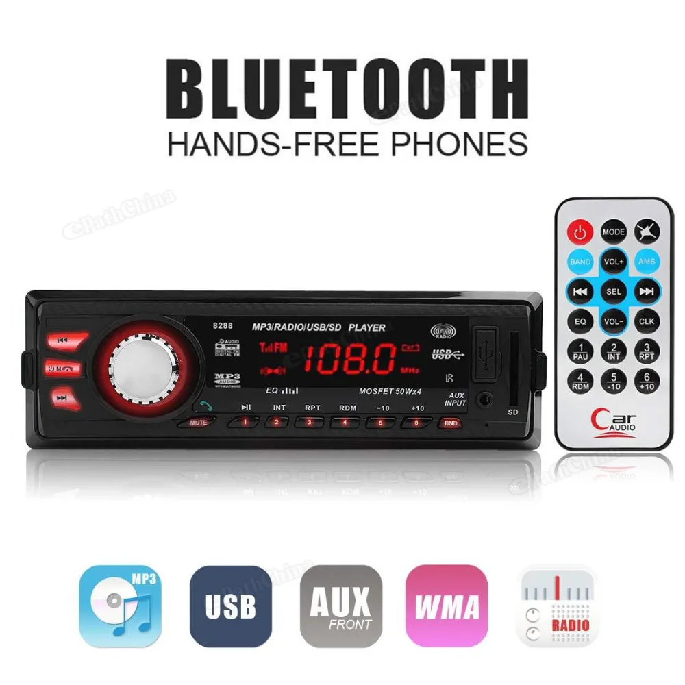 8288 In Dash Bluetooth Hands free Car Radio Stereo Audio Player Auto FM Aux Input Receiver SD