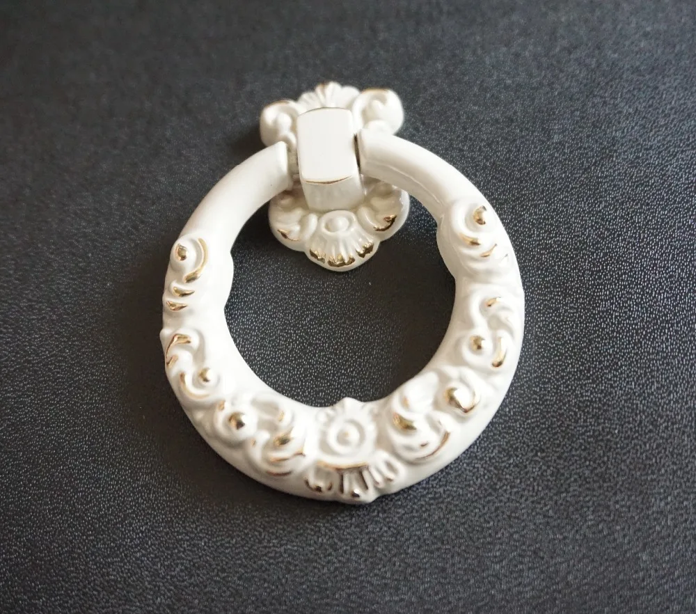 White Gold Dresser Pulls Drawer Pull Handles Knob Drop Ring Pulls