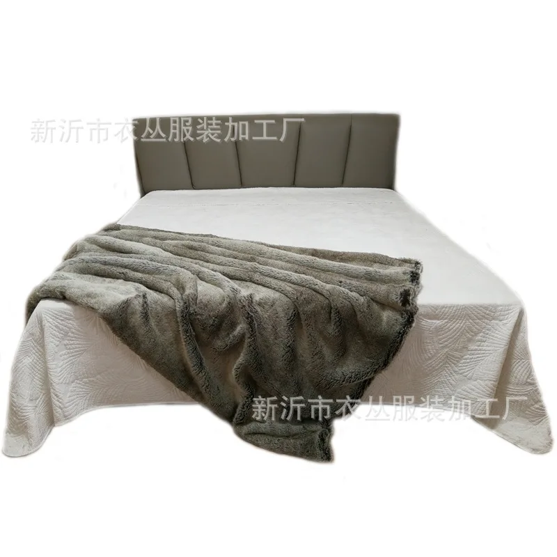 

Faux fur gray super soft throw imitation rabbit fur blanket 150x200cm