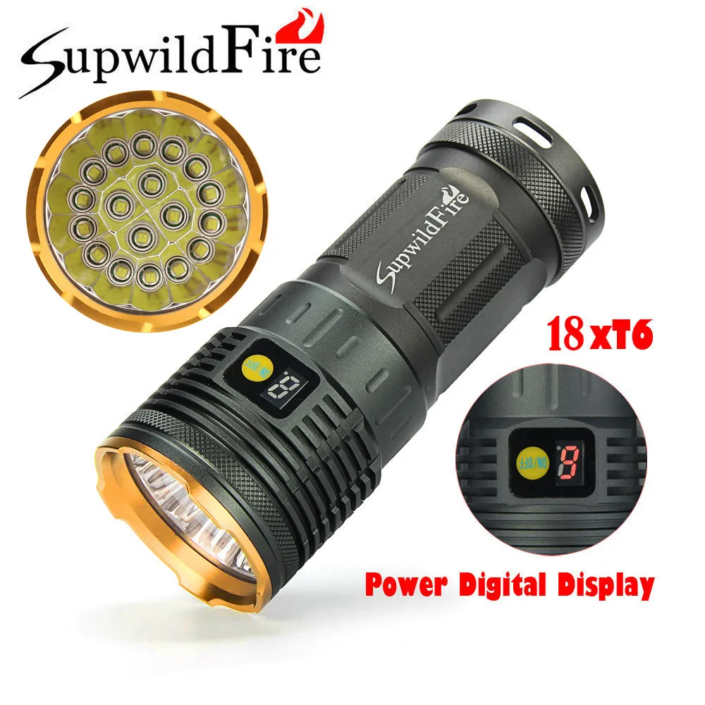 Supwildfire 18 x XM L T6 светодиодный мощный цифровой дисплей для охоты Flashligt фонарик Latarka