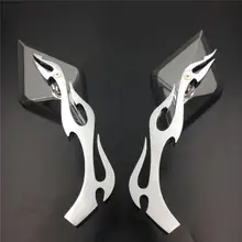 For Motorcycle Harley Davidson or metric Bike CHROME Motorcycle Diamond Flame Stem Mirrors