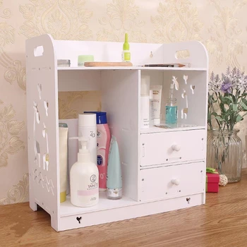 

Hot sale Handmade DIY Carved wooden shelf rack desk makeup organizer Jewelry Storage box Container home decor