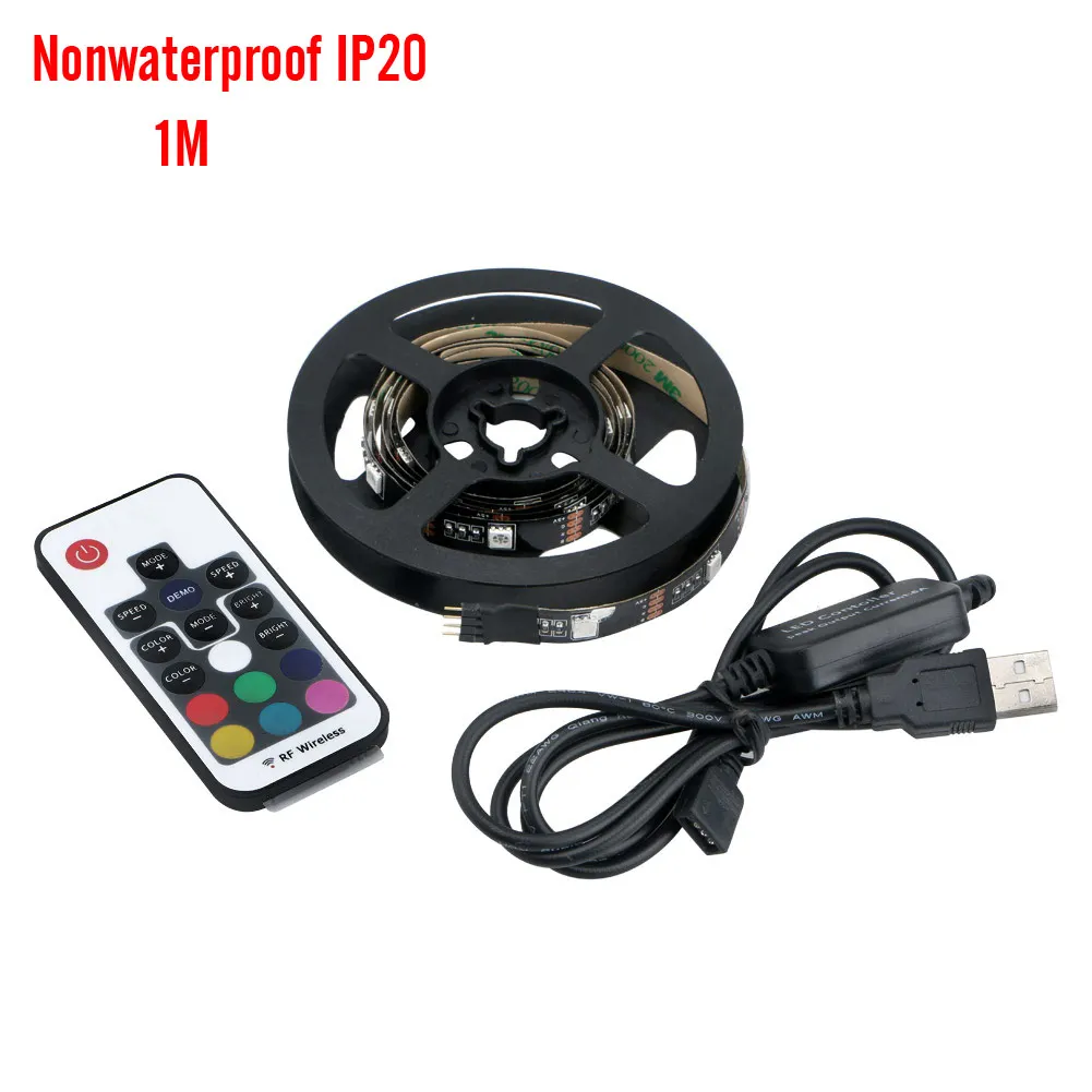 DC5V USB Светодиодная лента 5050 RGB гибкий свет 1 м 2 ТВ фоновое освещение с 17key