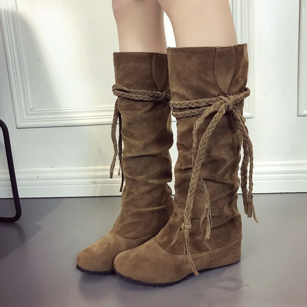 Women Tassels Bandage Sexy Party Gladiator Snow Boots Ladies Long