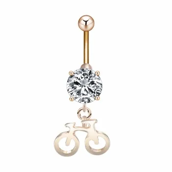 10Pcs Hip Hop Jewelry White Zircon Color Fashion Graceful Bicycle Belly Button Rings  Women  Lovely Navel Piercings Jewelry