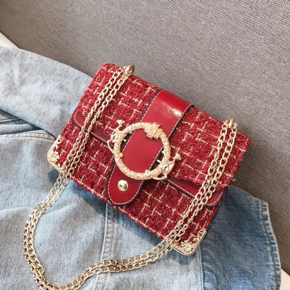 

2019 Nova Moda Luxury Ladies Flap Crossbody Chain Bag Plaid Messenger Bag Sac A Main Femme De Marque Luxe Cuir