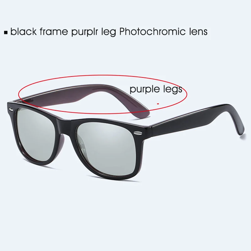 Классические квадратные мужские вождения фотохромные солнцезащитные очки поляризованные Хамелеон обесцвечивание солнцезащитные очки для женщин Oculos De Sol Masculino - Цвет линз: black purple frame