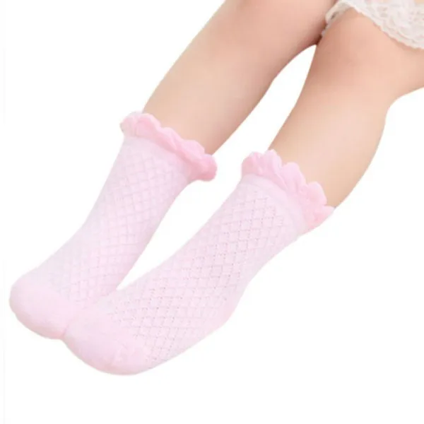 Тонкие мягкие хлопковые носки с кружевной сеткой для маленьких мальчиков и девочек - Цвет: Розовый