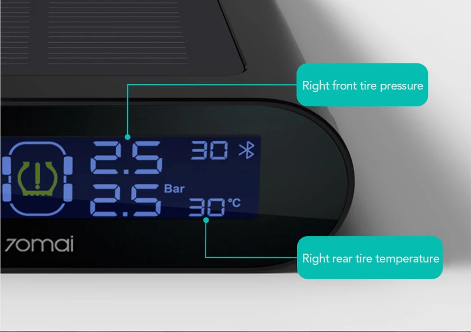 Xiaomi 70Mai TPMS датчик давления в шинах монитор Systerm Солнечная энергия солнечная энергия жк-дисплей Автомобильная охранная сигнализация давление в шинах
