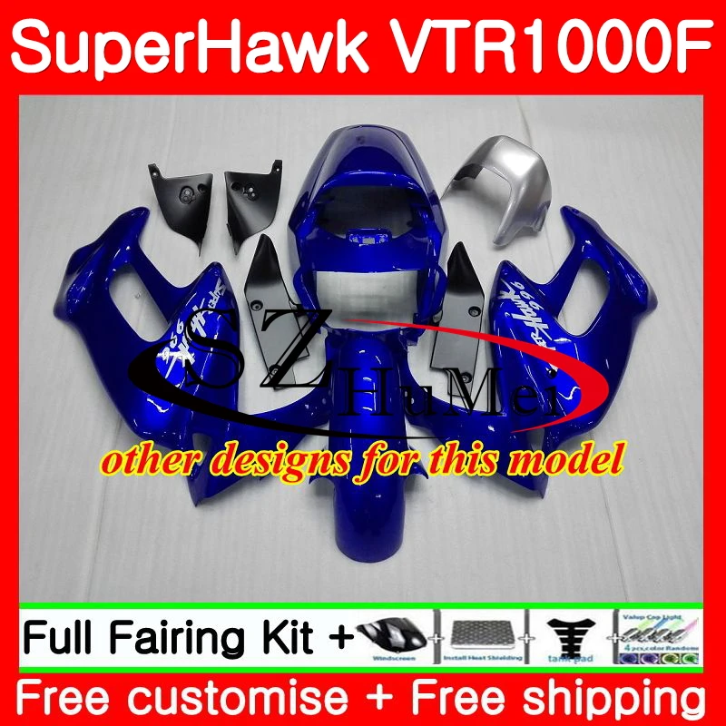 Комплект для HONDA SuperHawk VTR1000F глянцевый черный 97 98 99 00 01 108SH. 4 VTR1000 F VTR 1000F 1000 F 1997 1998 1999 2000 2001 обтекатель