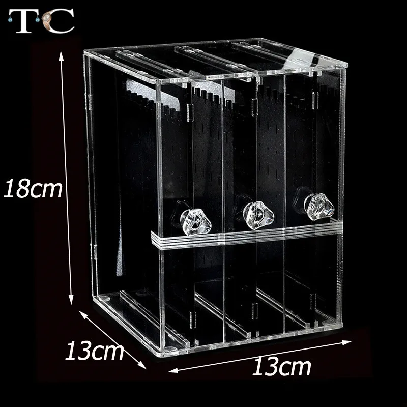Большая емкость, прозрачная акриловая полка для ювелирных изделий, 3 ящика, держатель для сережек, органайзер для сережек, Пылезащитная коробка для хранения сережек