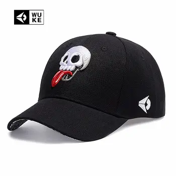 

[WUKE] Branded Baseball Cap Men's Women's Spring Summer Hat Embroidery Hip Hop Skeleton Skull Styling Bone Fashion Caps Adjust