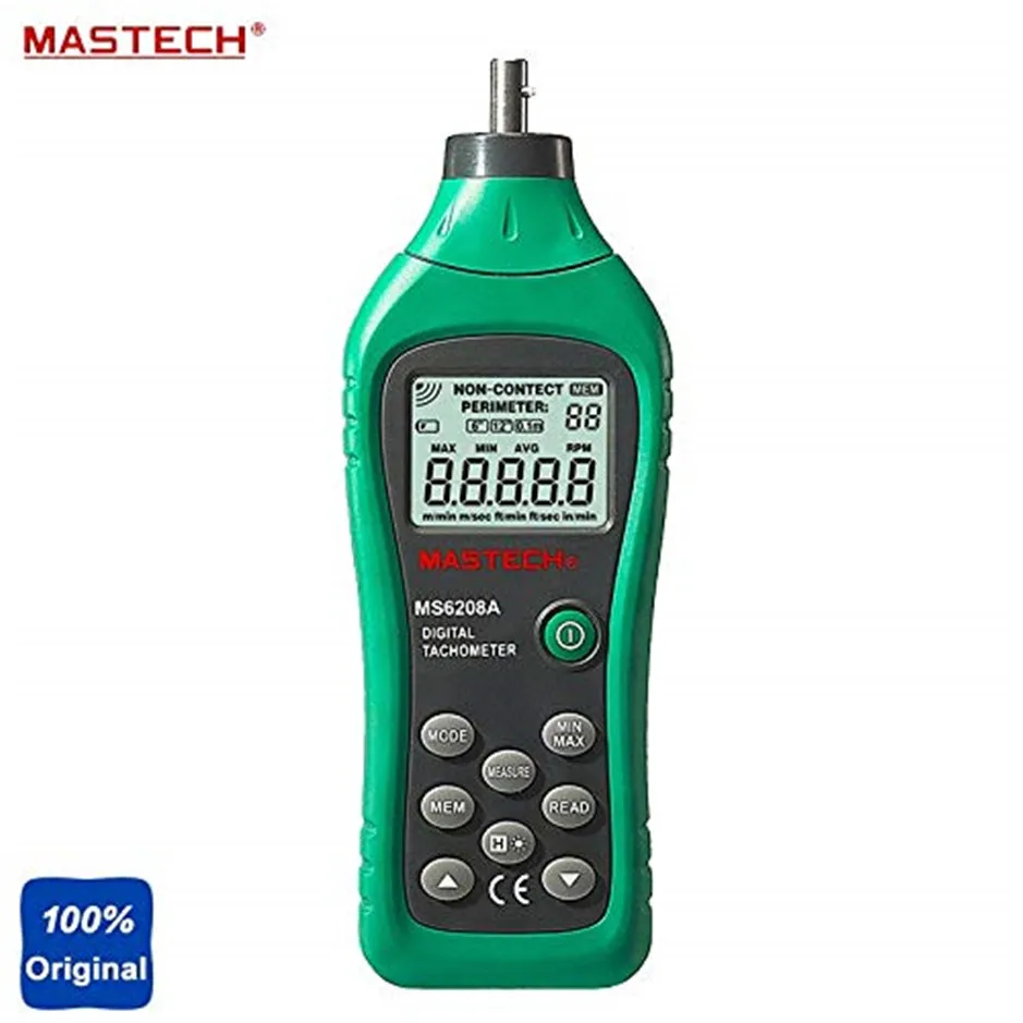 

Professional MASTECH MS6208A Contact Digital Tachometer RPM Meter Rotation Speed 50-19999RPM