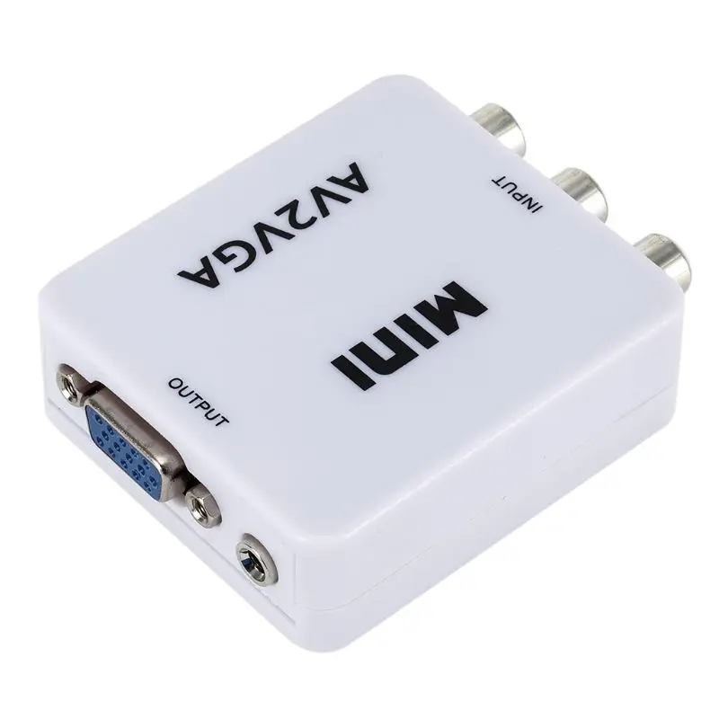  Mini HD Video Converter Box Convertitore AV2VGA AV RCA CVBS a VGA Video Converter Conversor con 3.5