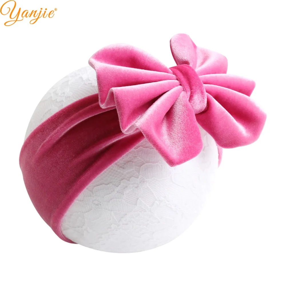 

5'' Big Floppy Velvet Bow Headband For Girls Spring 2019 Turban Head Wrap Kids Solid Hair Bow Hair Band Hair Accessories