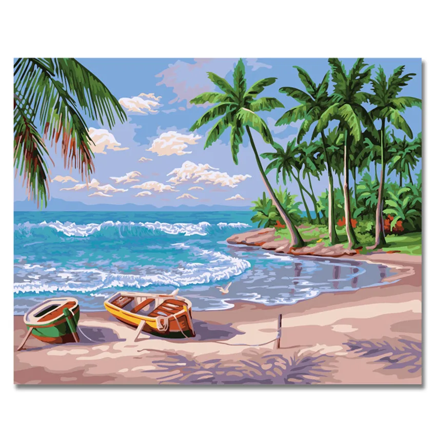 726 50 De Réductionpaysage De Plage Cocotier Peinture à Lhuile Coloriage Par Numéros Peinture Numérique Par Numéros Sur Toile Cadeau De Noël