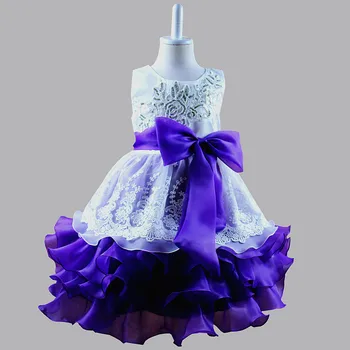 

New Design Children Red White and Purple Little Girls Party Pageant Ball Gown Tulle Tutu Kids Flower Girl Dresses for Weddings