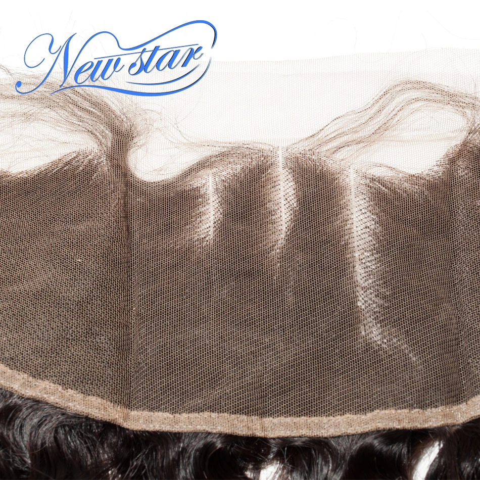 New Star Hair Brazilian Deep Wave 13x4 Lace Frontal Closures 3 Part Ear to Ear Pre Plucked Hairline Natural Color Virgin Hair