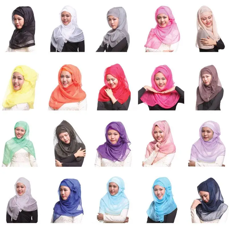 12 PCS Ramadan Muslim Women's Hijab Long Scarf Islamic Headcover Hat