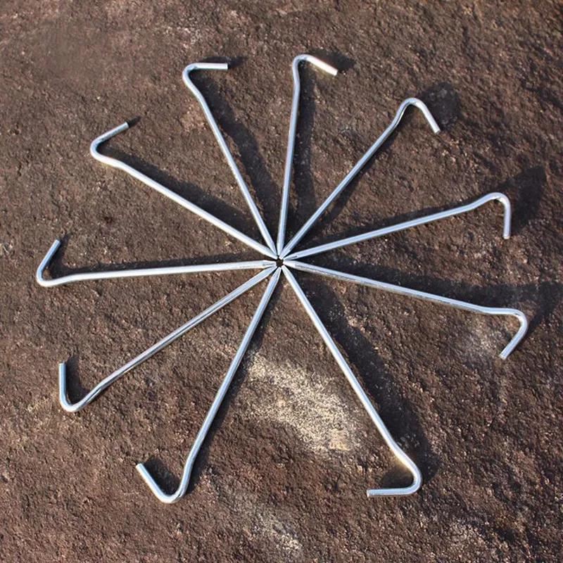 8pcs Aluminum Alloy Tent Pegs Nail Outdoor Camping Accessory Sand Stakes Rope  Peg Round With Hooks Hiking  Accessories 155mm (3)