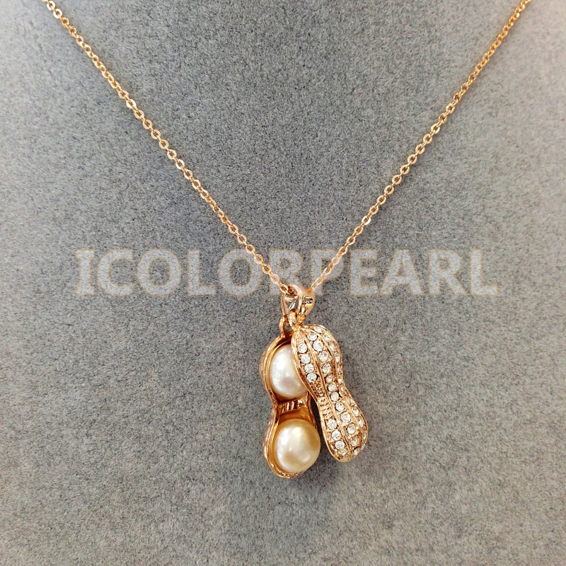 

WEICOLOR Lovely Gold/Silver Plated Peanut Shaped jewelry Pendant With Crystal And Semiround Freshwater Pearsl Inside.