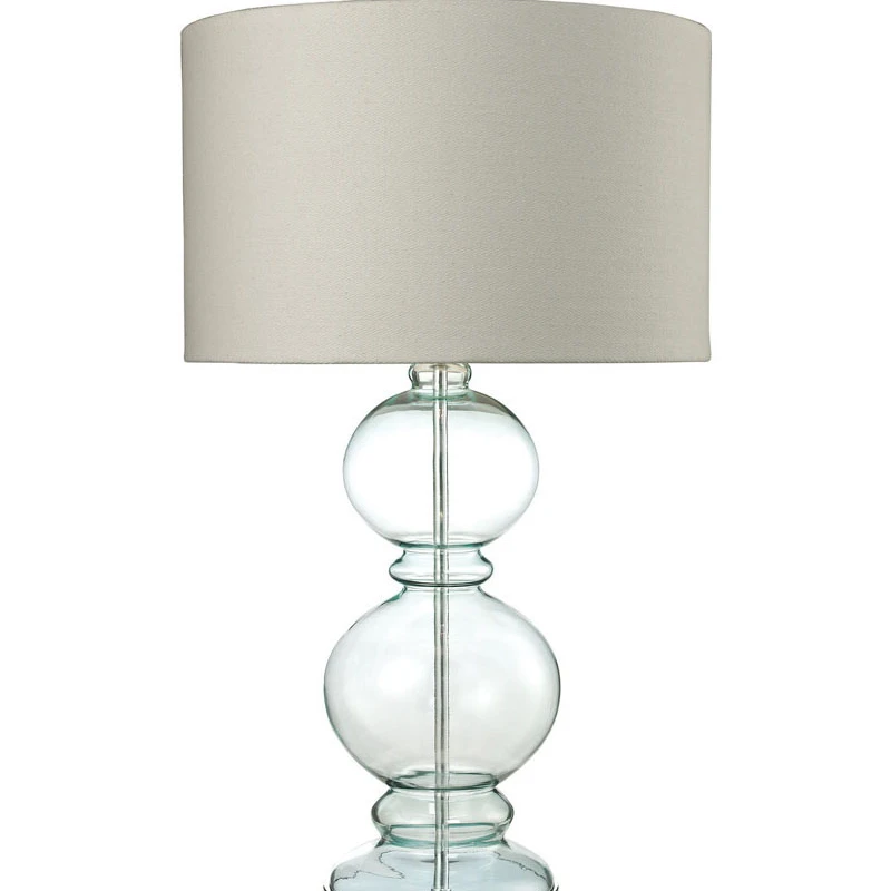 Dimond Lighting Curvy Glass LED Table Lamp in Light Blue With Textured Linen Shade