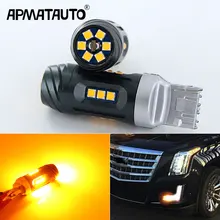 2x Canbus Error Free 7440 светодиодный Нет Hyper Flash W21W T20 светодиодный 24 Вт 18SMD-3030 для-up Cadillac Escalade спереди лампы сигнала поворота