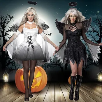 

Halloween cosplay costume angel cosplay costume Devil costume witch costume with angel wings goddess dress women adult full set