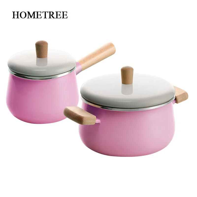 

HOMETREE 1Pcs Cast Iron Enamel Pot Stew Thick Pig Iron Uncoated Porridge Increase Stew Pot Soup Stew Soup Stock Pots H1011