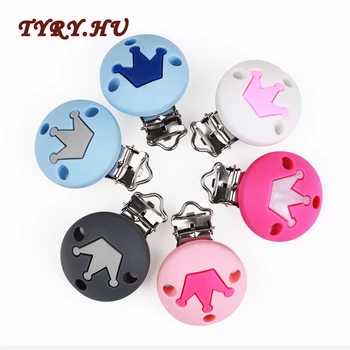 

TYRY.HU 1pc Silicone Baby Crown Pacifier Chain Clip Holder DIY Cute Infant Soother Clip Adapters Attachments Silicone Clip beads