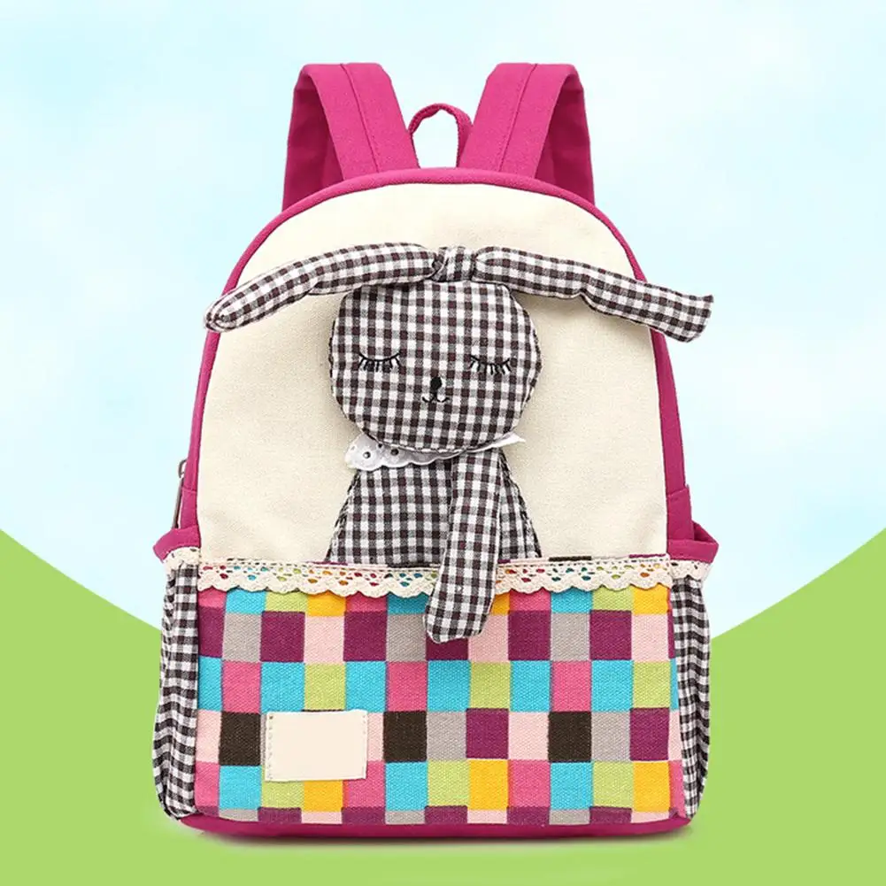 

Colorful Bunny Backpack Cute Cartoon Children Backpack Zipper Canvas School Bag Children Girls Kid Gift Packbag