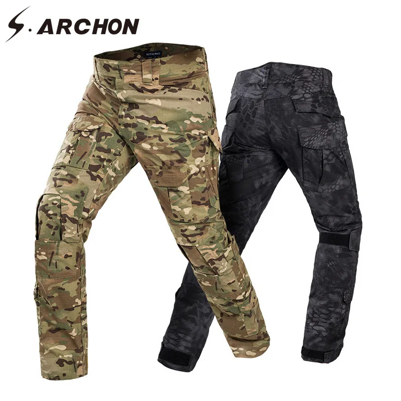 S. ARCHON тактические камуфляжные брюки мужские хлопковые быстросохнущие военные брюки карго эластичные повседневные армейские спецназ армейские брюки карго