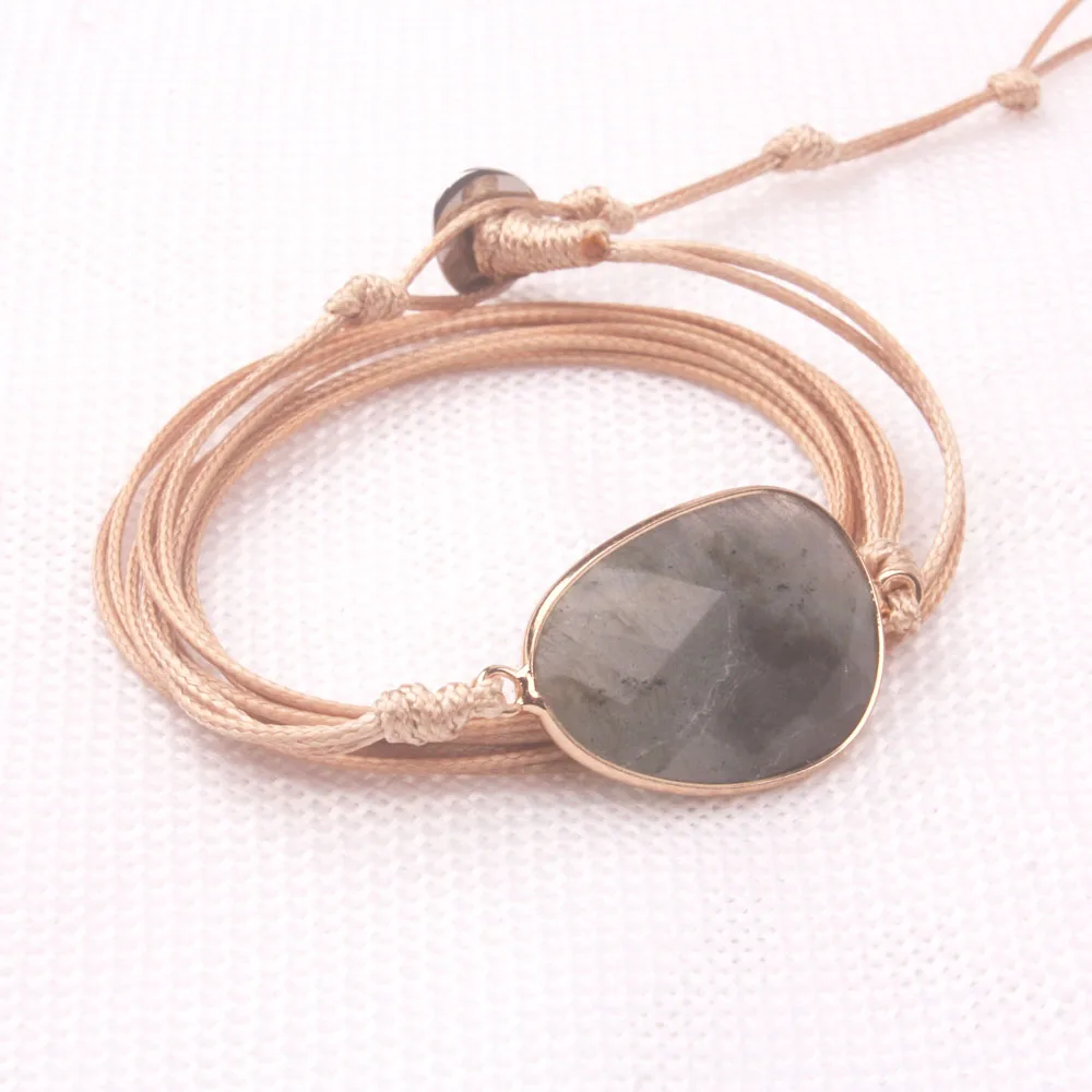 

1pcs Natural Stones Labradorite Boho Long Bracelet Non-leather Wrap Bracelet for women Unique Handmade Bracelets Dropship
