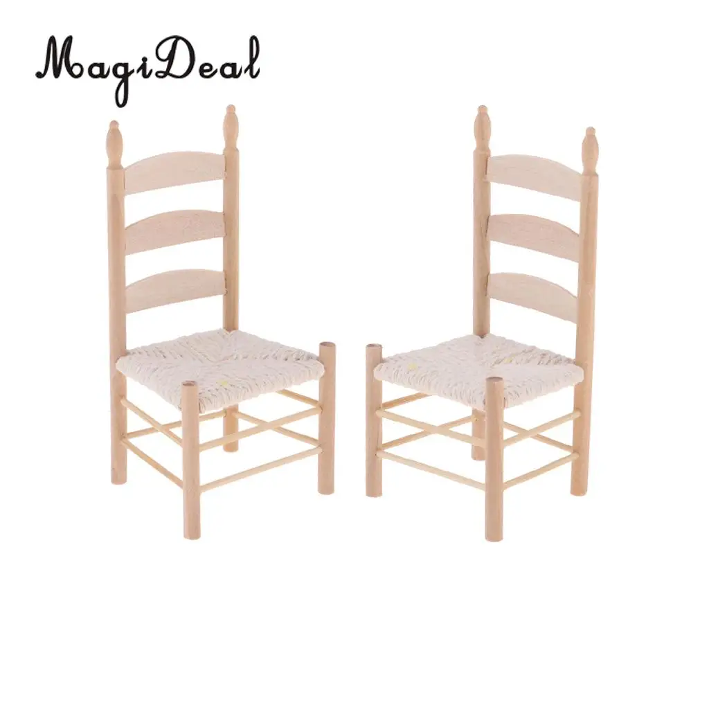 2pcs Mini Dining Table Chair Model for 1:12 Scale Dollhouse Miniature Living Room Furniture